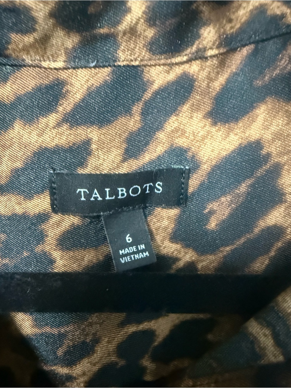 Talbots Brown Leopard Print Long Sleeve Shirt Dress - Picture 2 of 6